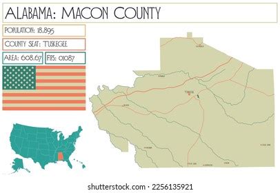 Large Detailed Map Macon County Alabama Stock Vector Royalty Free