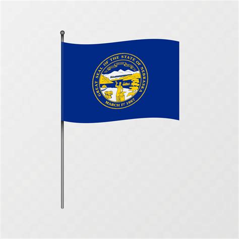 Nebraska state flag on flagpole. illustration. 45798055 Vector Art at ...