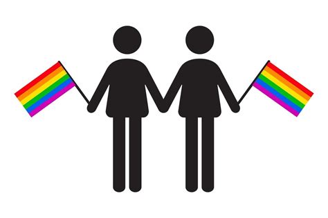 Two Man Icon Holding Rainbow Gay Flag Lgbtq Pride Icon Vector