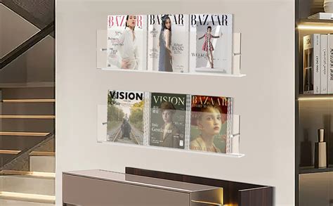 Duvindd Packs Acrylic Magazine File Holder Wall Clear Bookshelf