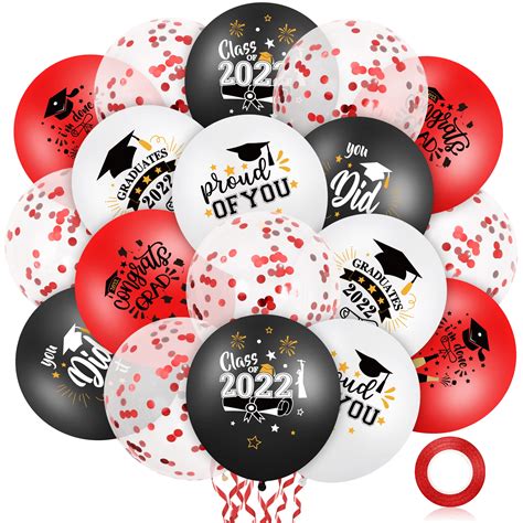 Buy Pcs Graduation Party Balloons Inch Red Confetti Latex