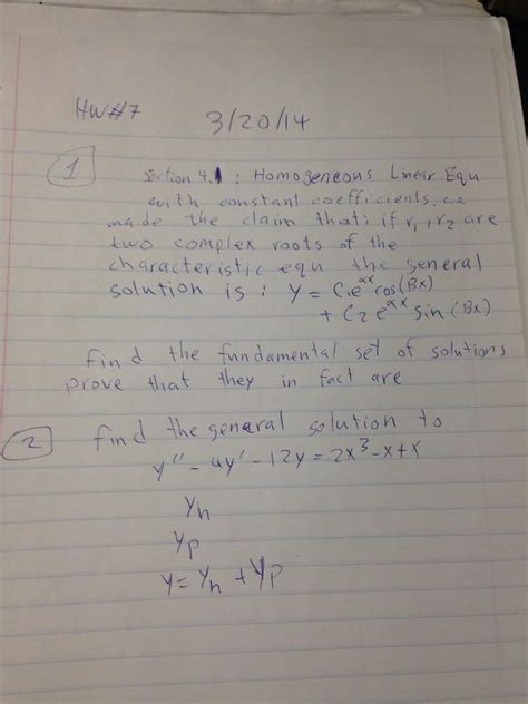 Solved Homogeneous Linear Eqn With Constant Coefficients We Chegg