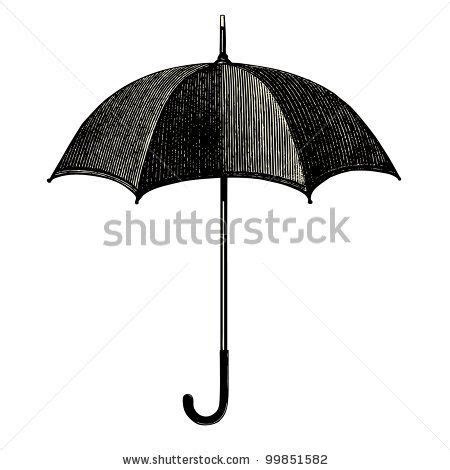 Umbrella Drawing Gravure Illustration Umbrella Photo Vintage