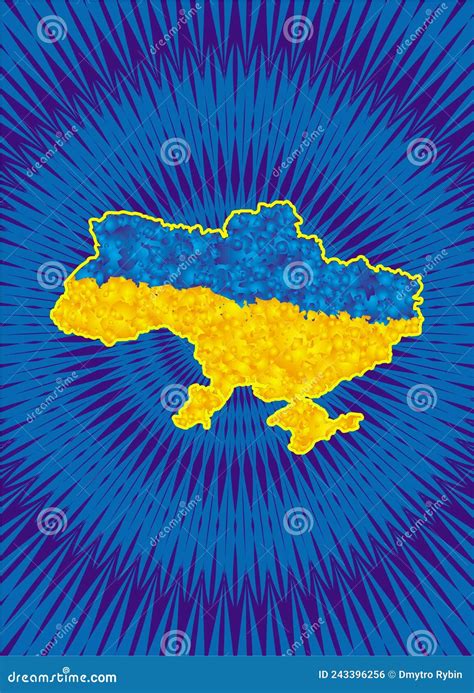 Map Of Ukraine In The Yellow Blue Colors Of The Ukrainian Flag Stock