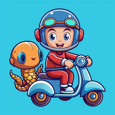 Un Personaje De Dibujos Animados En Un Scooter Con Un Pez En La Parte