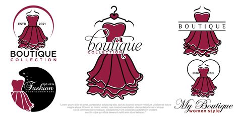 Beauty Women S Dress Fashion Icon Set Logo Design Illustration