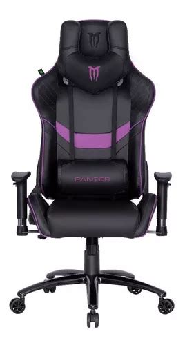 Silla De Escritorio Panter SGX Gamer Negra Y Violeta Con Tapizado De