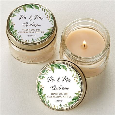 Personalized Laurels Of Love Mason Jar Candle Favors