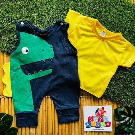 Roupa De Dinossauro Baby - Comprar Roupa de Bebê Macacão e Camiseta Dinossauro (Ref: 659)
