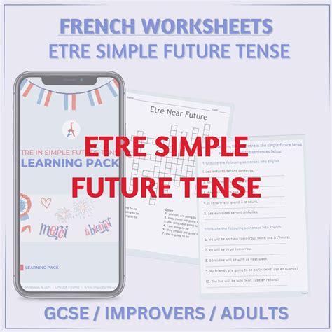 Etre Simple Future Printable French Verb Workbook Flashcards Worksheets