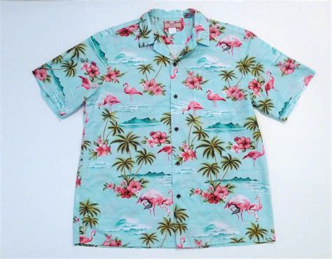 Pink Flamingo Hawaiian Shirt Mens Xl 1990s Vintage Rjc Surfs Etsy