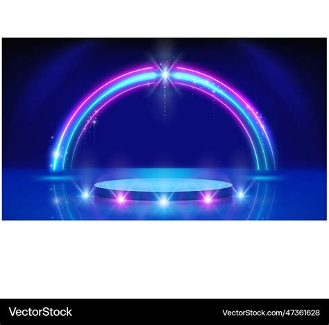 Neon Frame Led Arch Podium Stage Background Vector Image