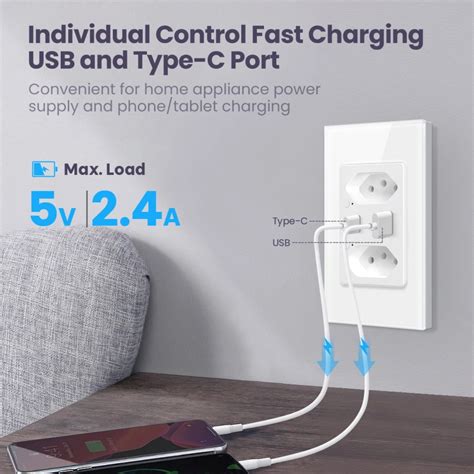 Lnghesm Wifi Zigbee Brazil Smart Wall Socket With Usb Type C Ports