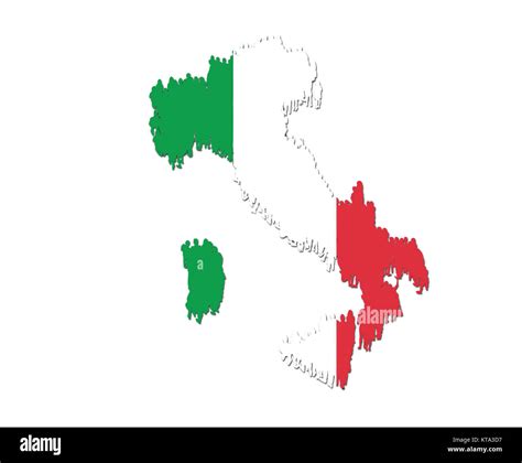 Carte de l'Italie avec drapeau national et silhouettes humaines isolées ...