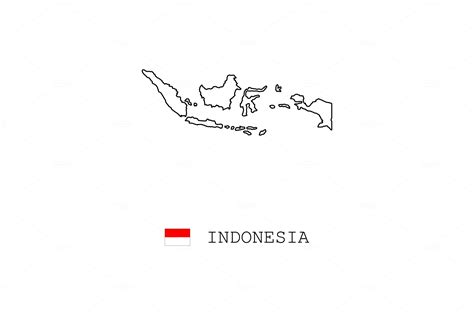 Indonesia vector map outline, line | Graphic Objects ~ Creative Market