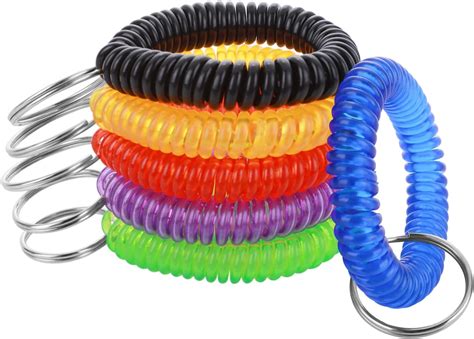 Hamiyell Pack Of 6 Colorful Spring Spiral Wrist Coil Key Chain Wristband Key Ring