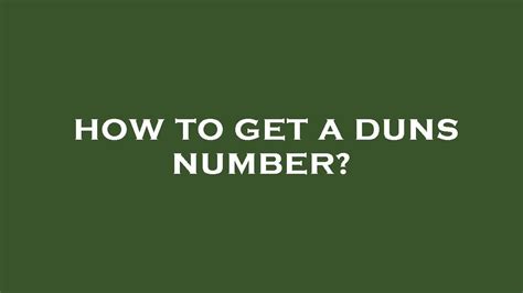 How To Get A Duns Number Youtube