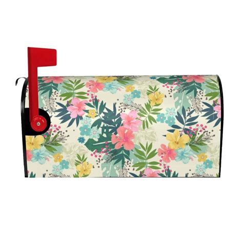 Bingfone Tropical Flowers Magnetic Mailbox Cover Standard Size For