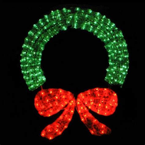 48 in. Lighted Crystal 3-D Outdoor Christmas Wreath Decoration ...