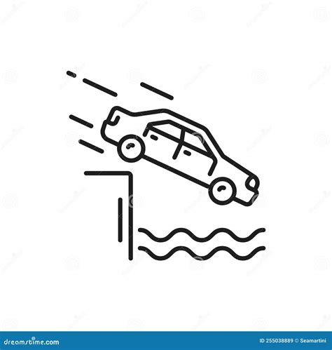 Car Crash Accident Or Vehicle Damage Line Icon Stock Vector