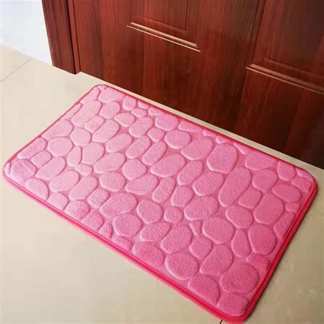 Ozmmyan Memory Foam Bath Rug Non Slip Thick Soft Pink Water