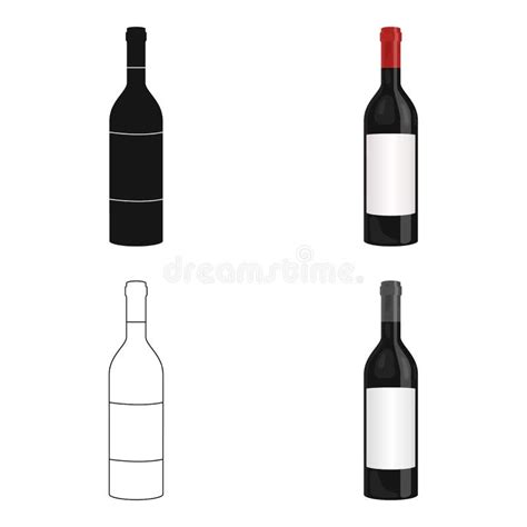 Garrafa Do ícone Do Vinho Tinto No Estilo Dos Desenhos Animados Isolado