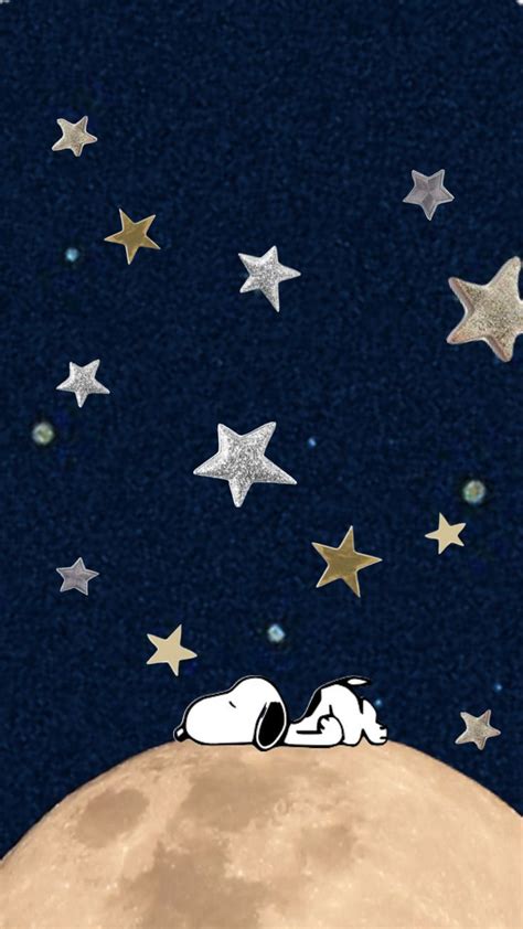 Snoopy Stars Blue Wallpaper Space Cute Moon In Snoopy