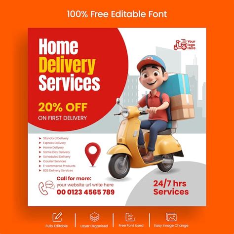 Premium Vector Home Delivery Service Social Media Post And Web Banner