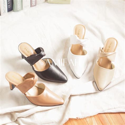 Jual AMIFAH SENDALS HEELS MULES 7CM ( YUMMA SERIES ) | Shopee Indonesia