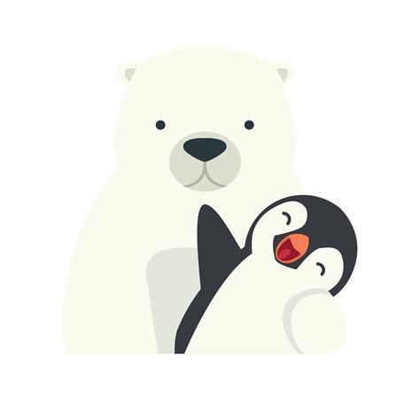 Polar Bear Hug Penguin Cartoon 19564216 Vector Art At Vecteezy