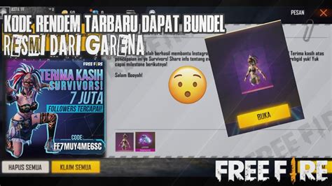 KODE RENDEM TERBARU FREE FIRE 2021 Dapat Bundle Cewe Resmi Dari