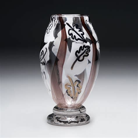 Leaf Vase With Stripes Bernstein Glass