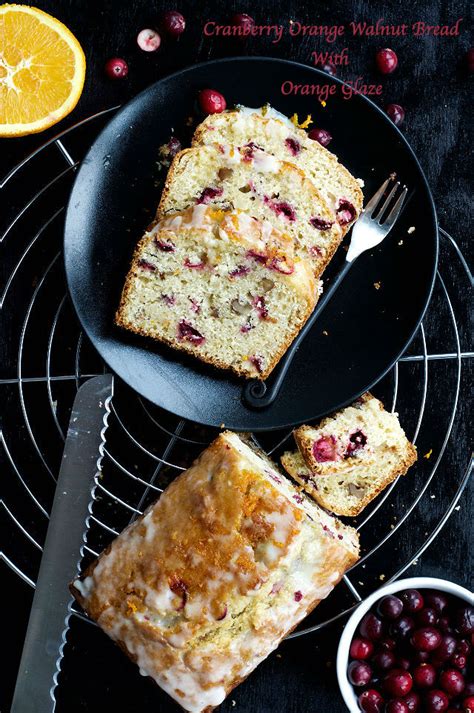 Cranberry Orange Walnut Bread Cake With Orange Glaze Masalakorb