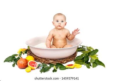 Cute Naked Infant Milk Bath Citrus Stock Photo Shutterstock