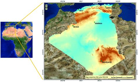 Position of the six selected Algerian cities for the study. | Download ...