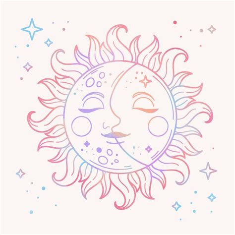 Premium Vector | Watercolor sun and moon drawing illustration