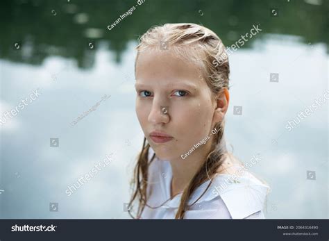 Blonde Teenage Girl Face Portrait Wet Stock Photo 2064316490 Shutterstock