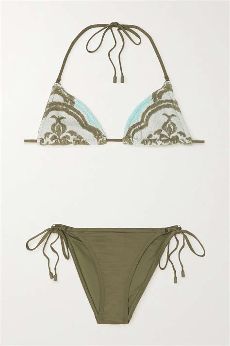 Mint Jude Cotton Terry Jacquard Bikini Zimmermann Net A Porter