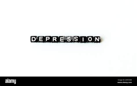 Depression word in black letter beads on white background. Mental ...