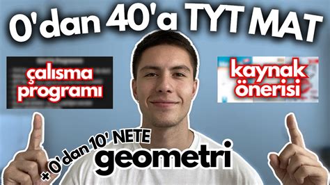 TYT MATEMATİKTE HER SEVİYE için NET ARTTIR Ders Programı Kaynaklar