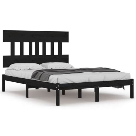 Omabeta Lits Accessoires Cadre De Lit Noir Bois Massif 200x200 Cm