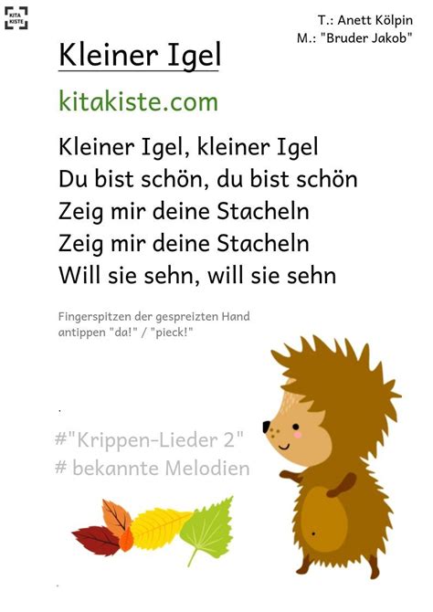 Kleiner Igel LIED REIM U3 Lieder Kinder Lied Igel