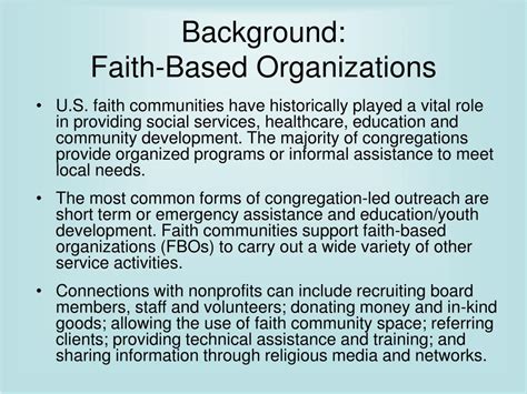 Ppt Sustaining Vital Connections Between Nonprofits And Their Faith