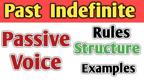 Active Passive Voice Past Indefinite Tense All Rules And Structures