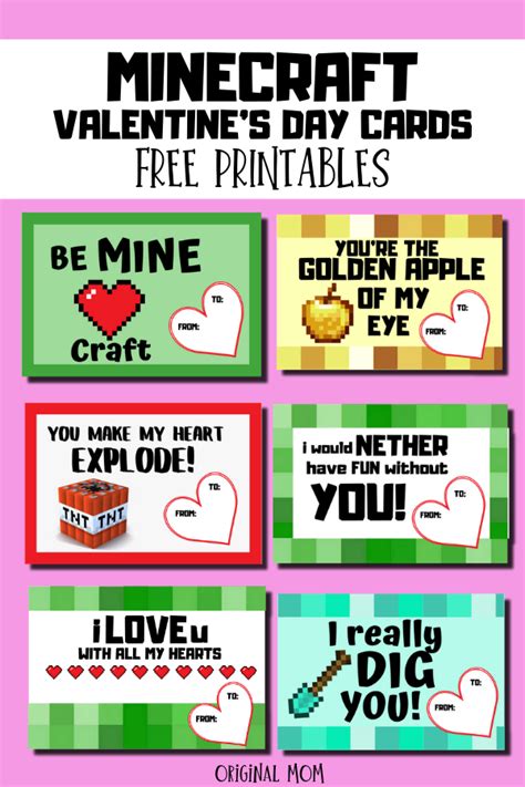 Printable Minecraft Valentines Day Cards Printable Word Searches