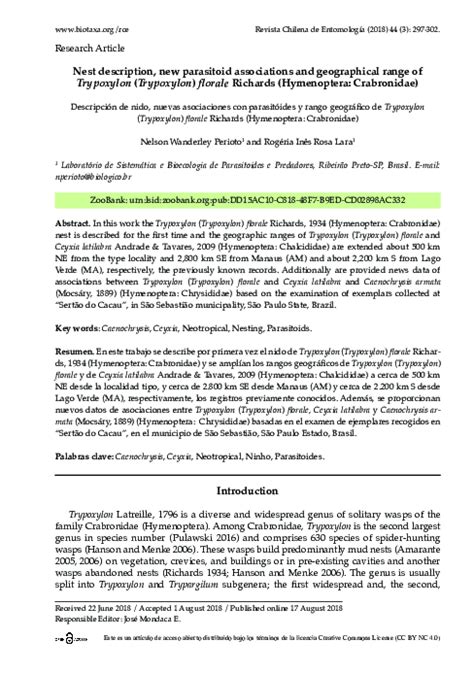 (PDF) Nest description, new parasitoid associations and geographical ...