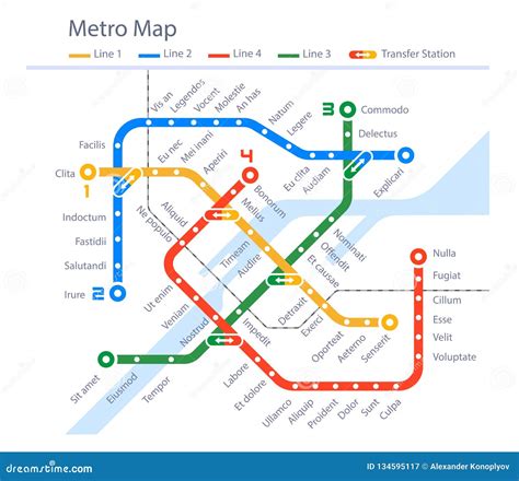 Fictional Subway Map Urban Metro Color Design Stock Vector ...