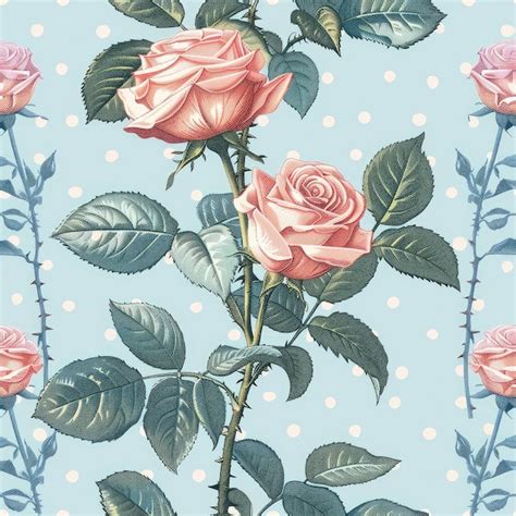 Premium Photo A Wallpaper With Pink Roses And Green Leaves