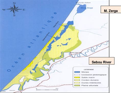 Relation between Merja Zerga lagoon and Sebou river. | Download ...