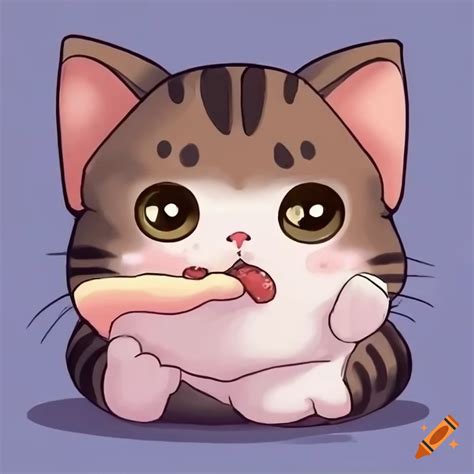 Chibi Cat Eating Mochi In Pastel Colors On Craiyon